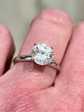 Vintage Sterling Silver 2 Carat Look CZ Solitaire Ring Size 6.25